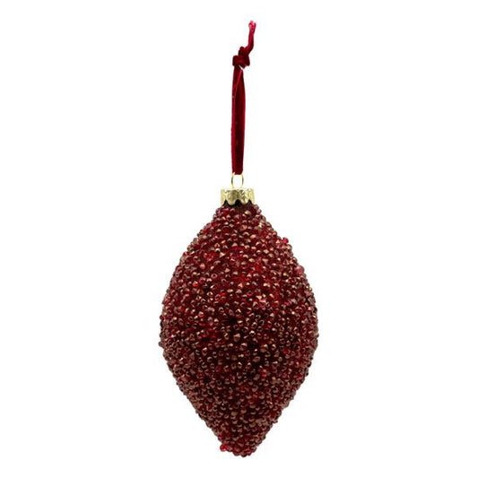 Burgundy Beaded Drop Ornament