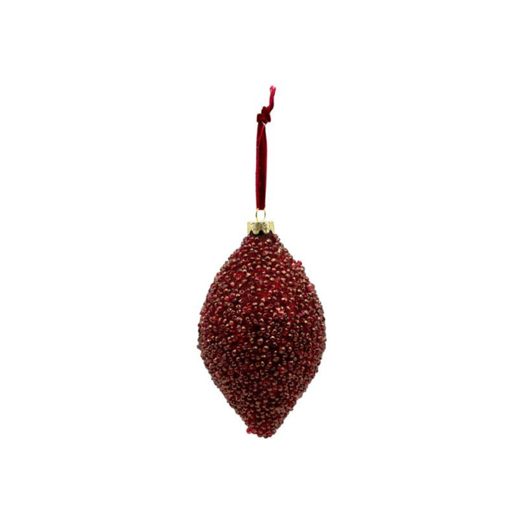 Burgundy Beaded Drop Ornament