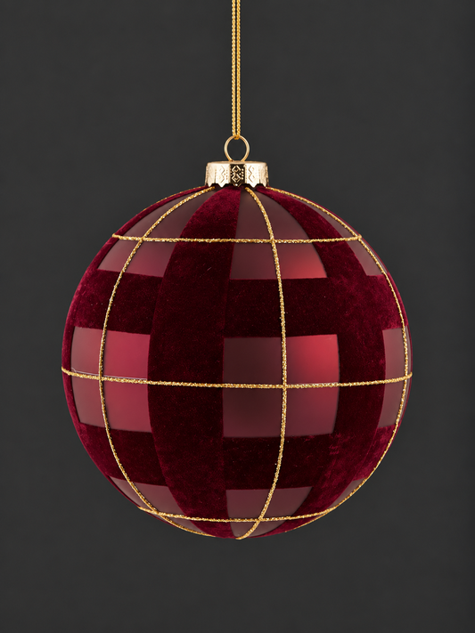 Burgundy Tartan Bauble | 15cm
