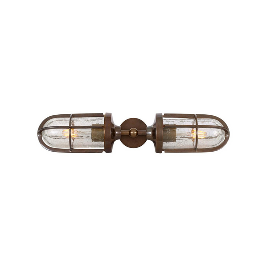 Clayton Double Well Glass Wall Light IP54