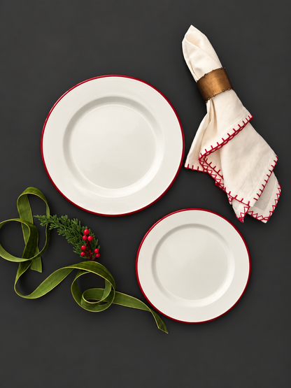 Festive Enamel Dinner Plates - Set of 2
