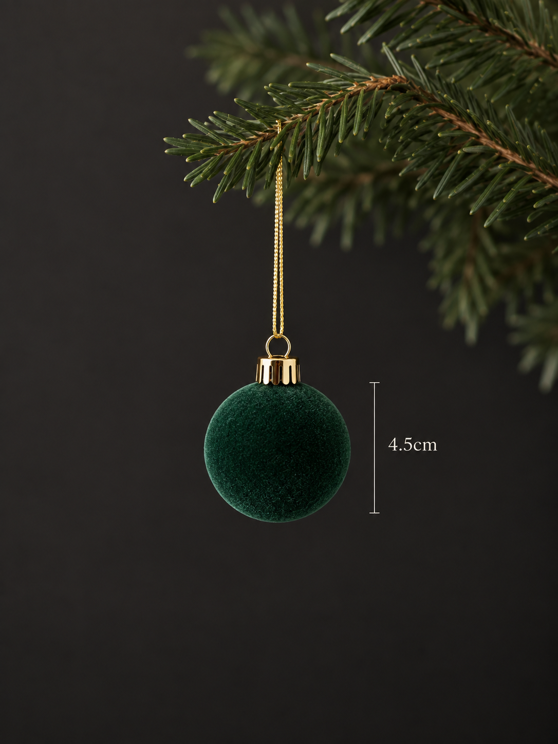 Emerald Flocked Bauble | Set of 6