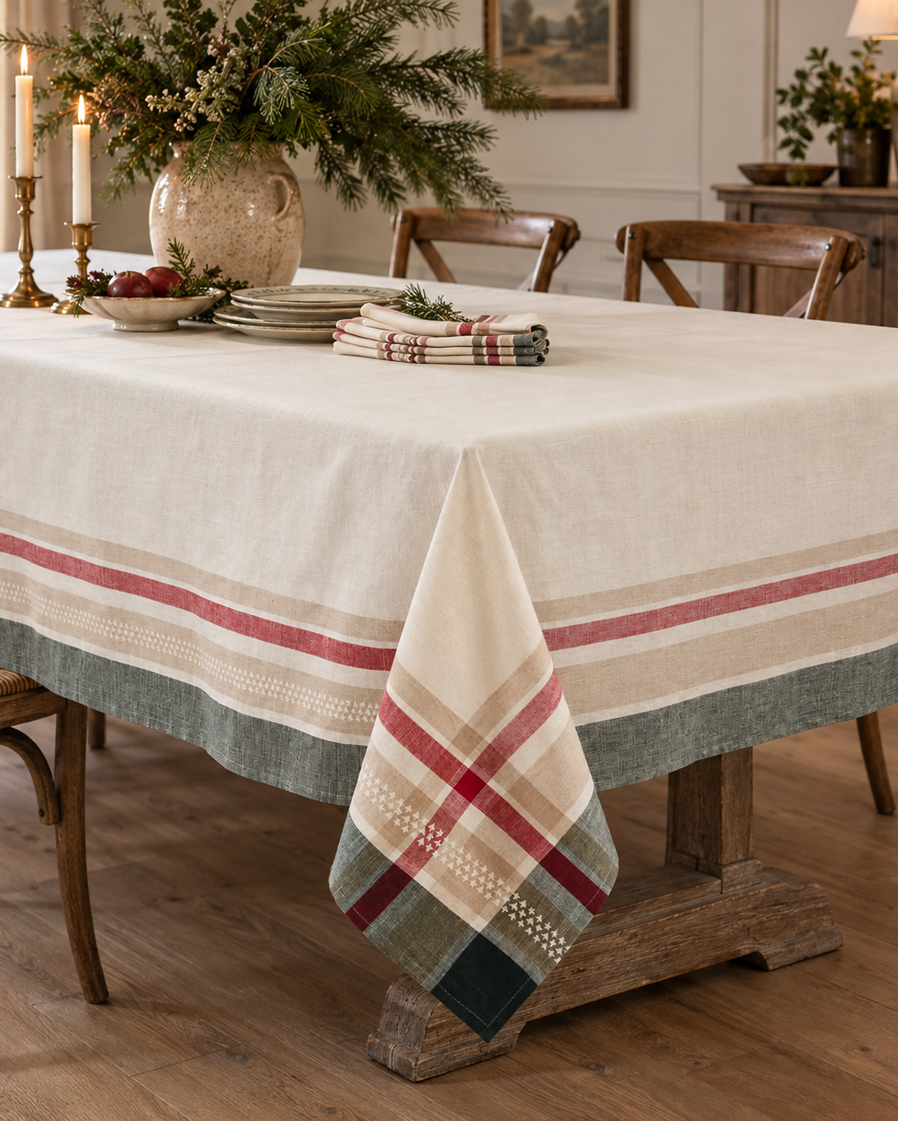 Evergreen Plaid Tablecloth