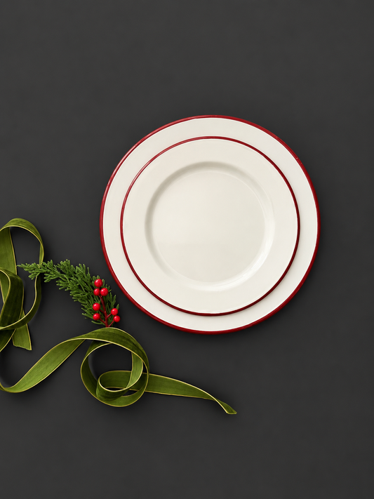 Festive Enamel Dinner Plates - Set of 2