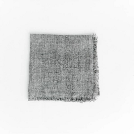 Fringed Linen Cocktail Napkin - Oyster