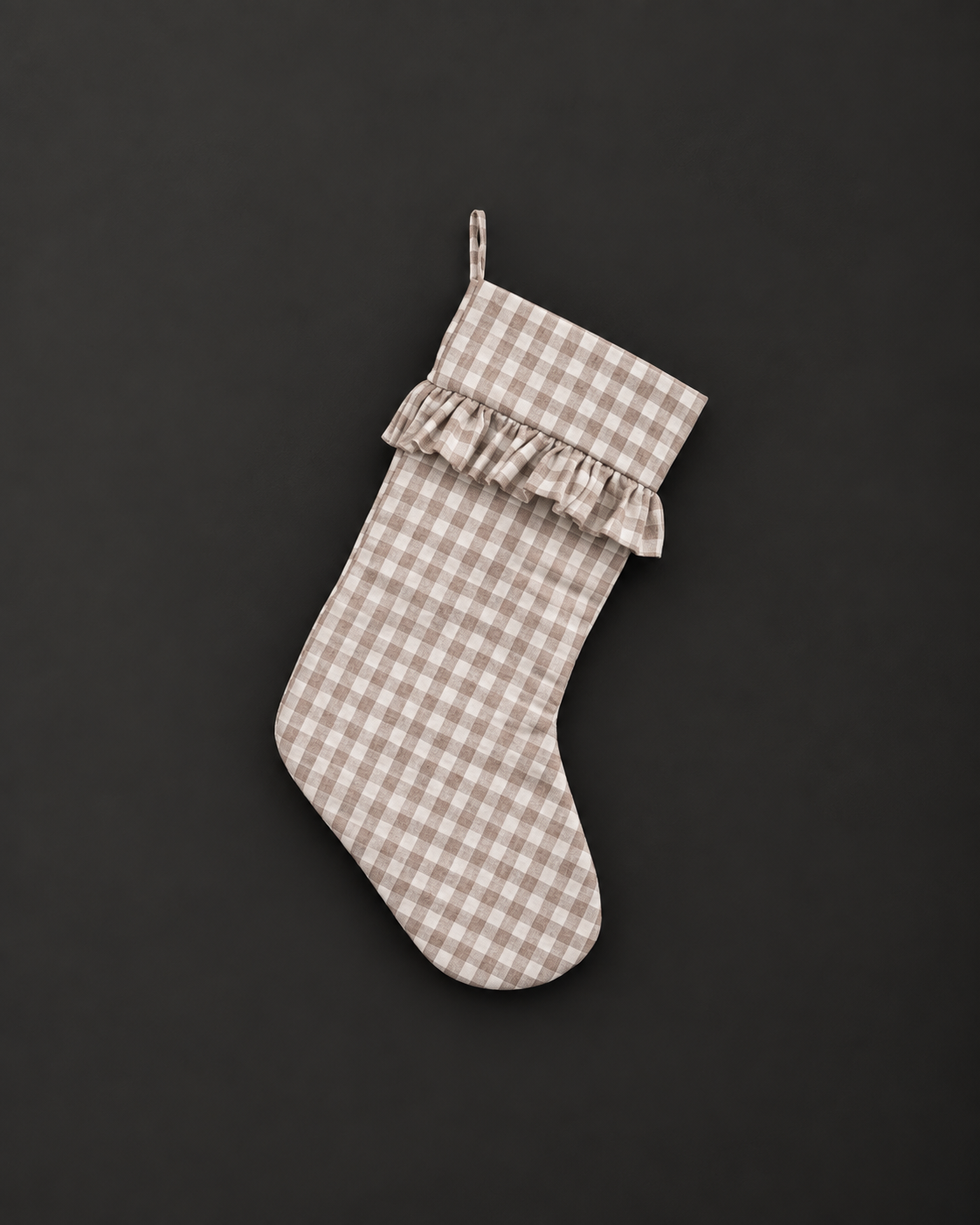 Natural Gingham Christmas Stocking