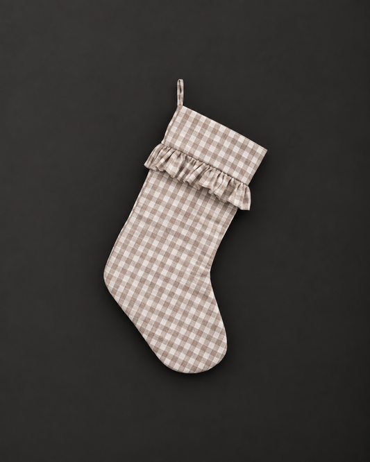 Natural Gingham Christmas Stocking