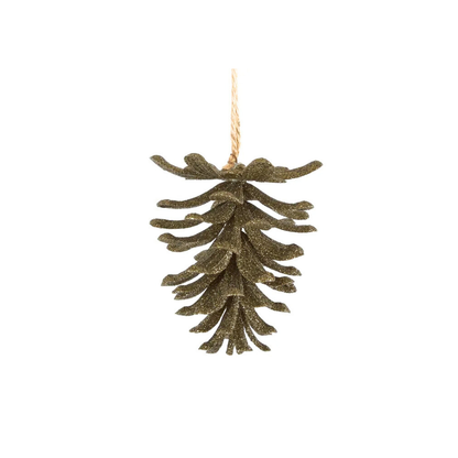 Olive Glitter Pinecone Ornament