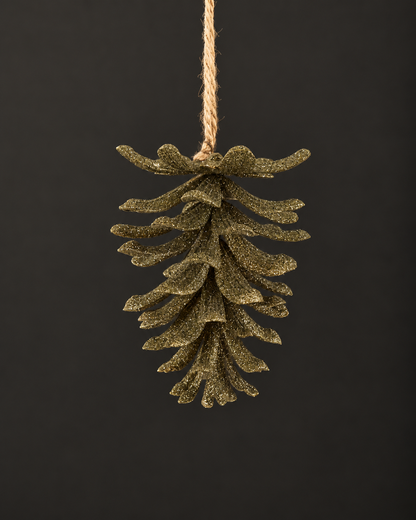 Olive Glitter Pinecone Ornament