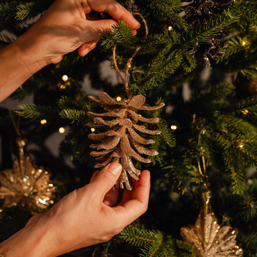 Gold Glitter Pinecone Ornament