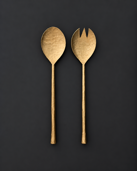 Hammered Brass Salad Servers