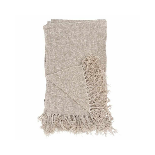 Hattie Linen Throw Blanket | Natural