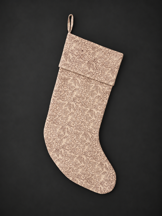 Block Print Christmas Stocking - Heritage Holly
