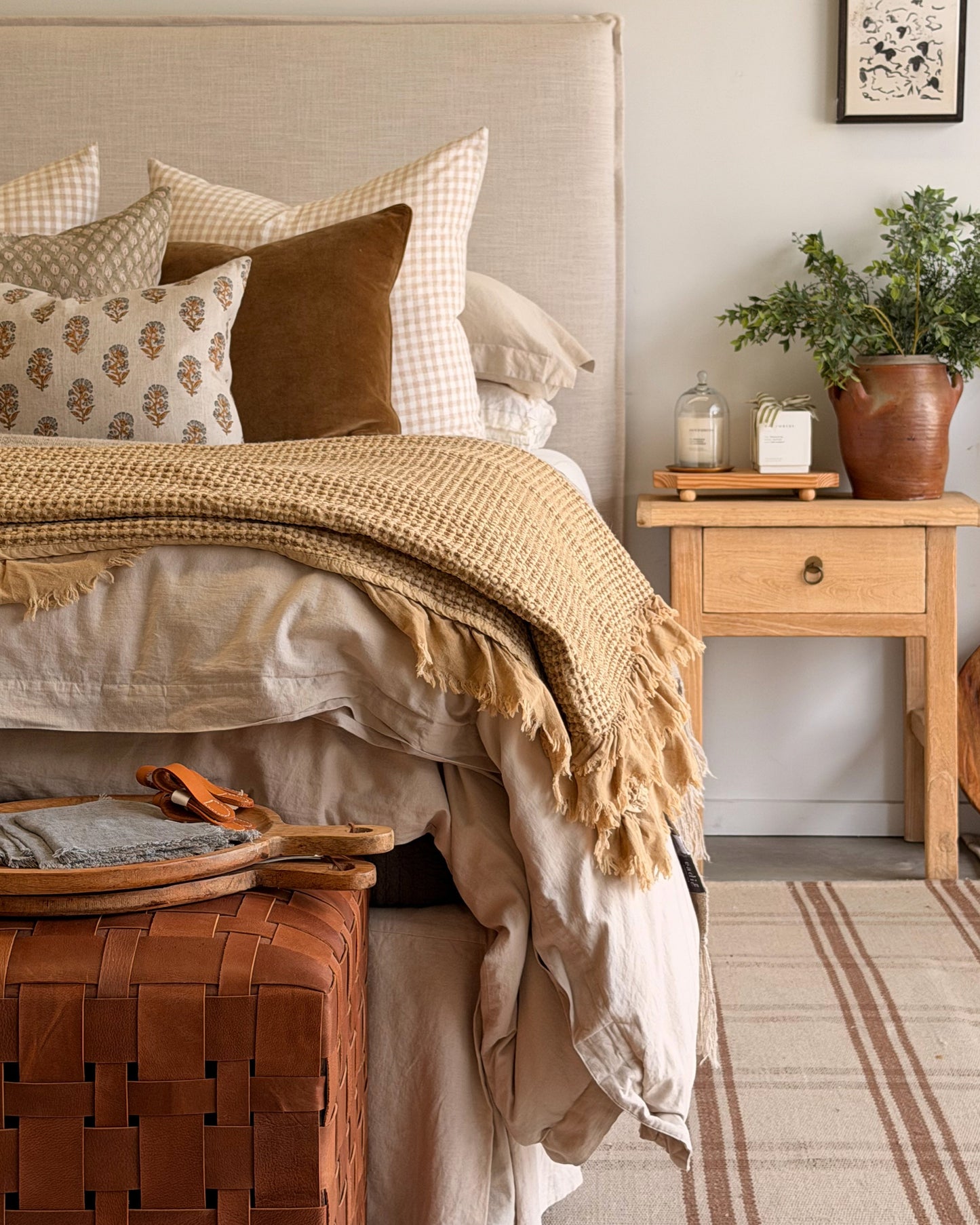 Organic Waffle Throw Blanket | Camel