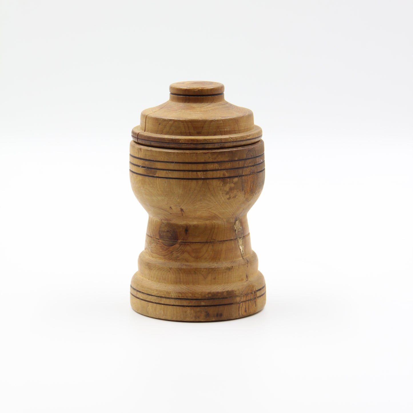 Vintage Wooden Vessel with Lid