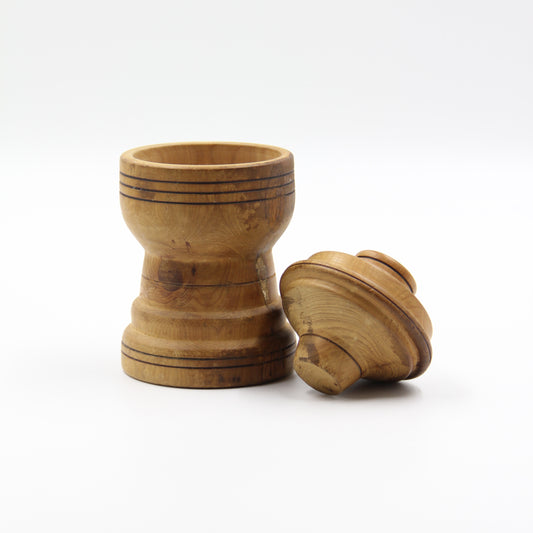 Vintage Wooden Vessel with Lid