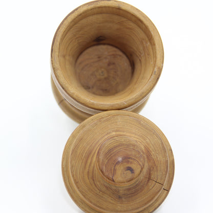 Vintage Wooden Vessel with Lid