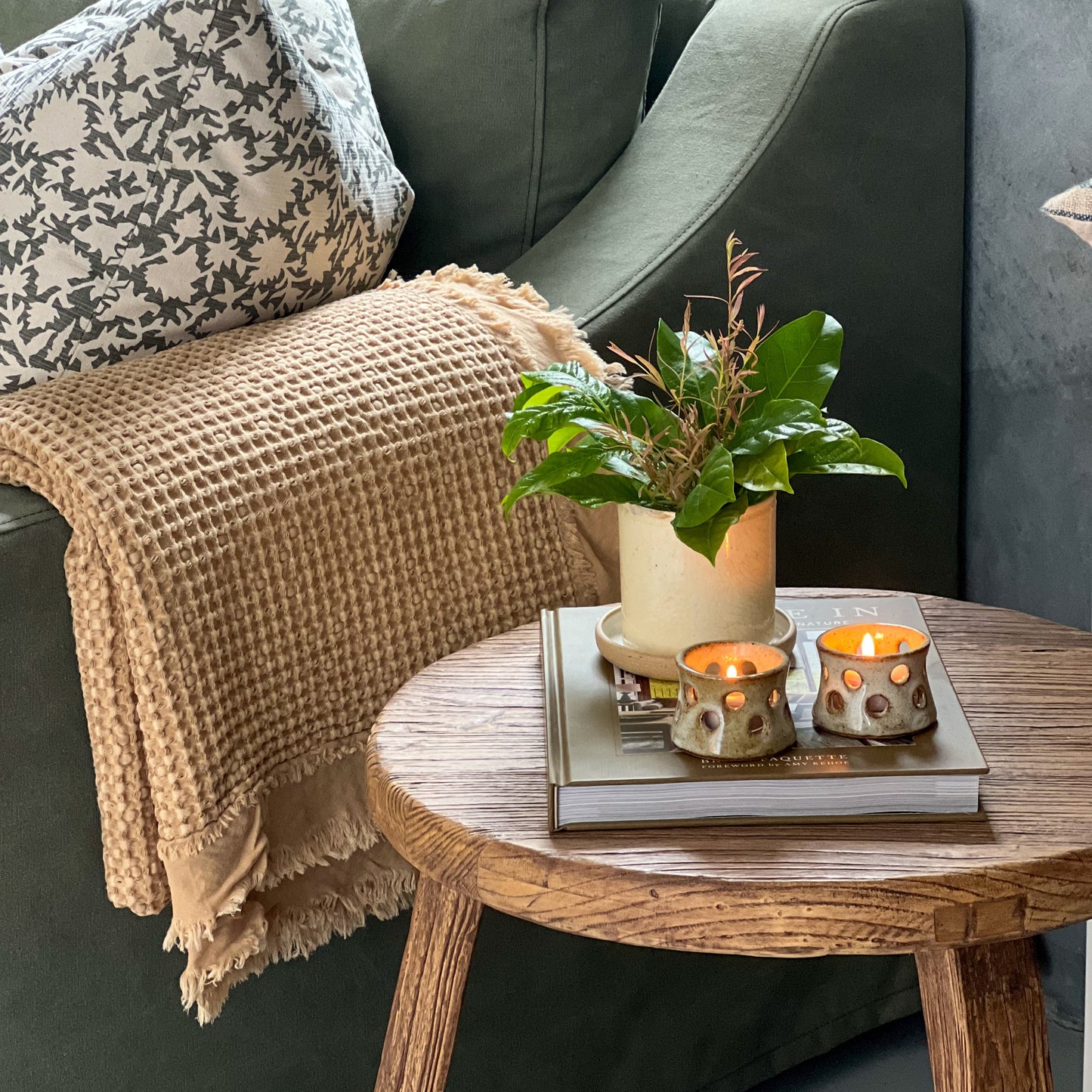 Organic Waffle Throw Blanket | Camel