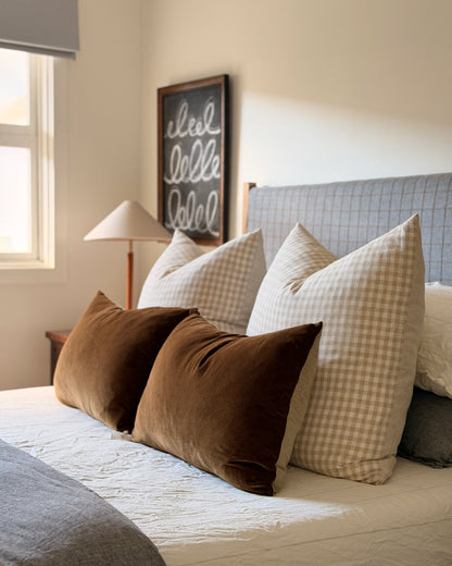 Oatmeal Gingham Cushion | 65cm x 65cm