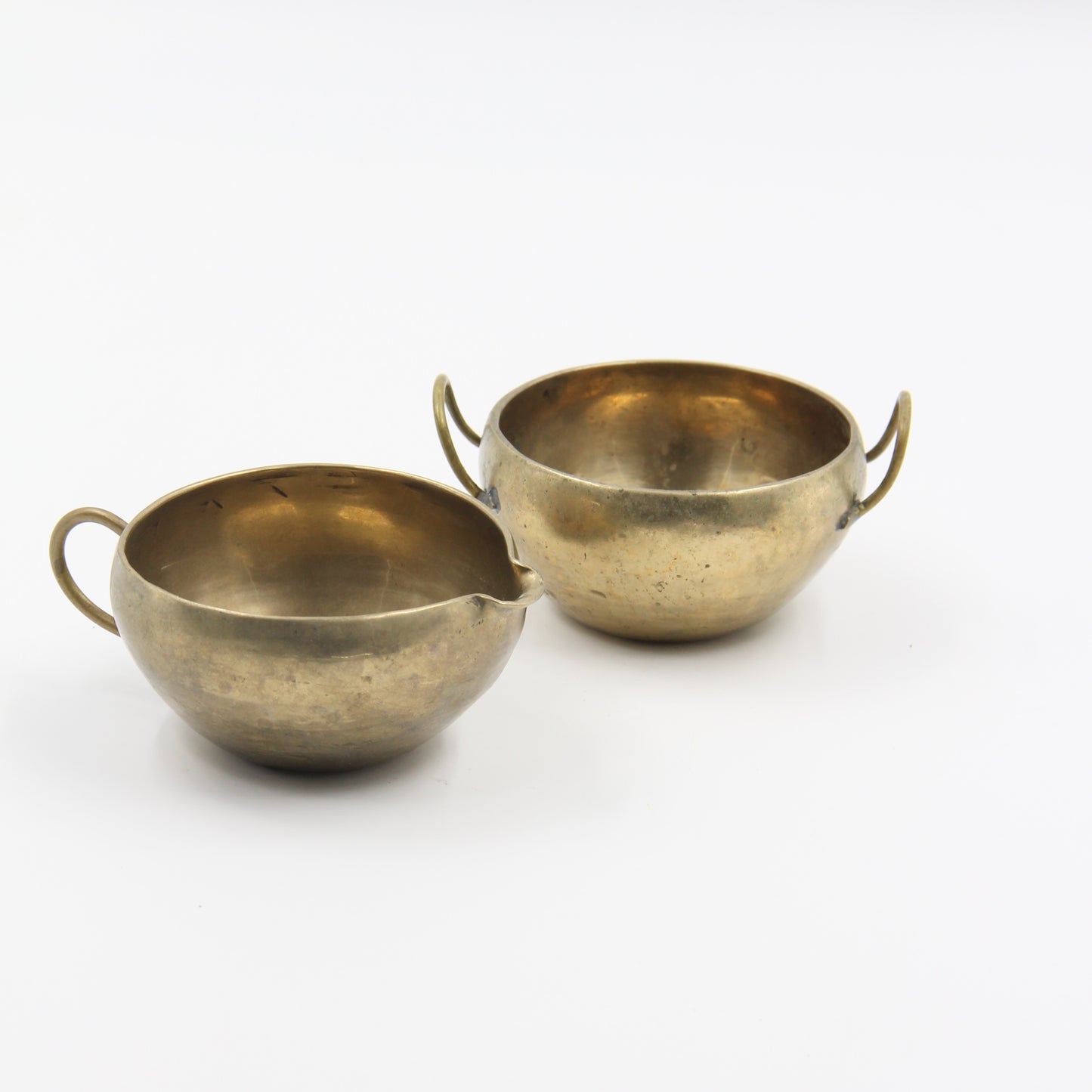 Vintage Brass Creamer and Sugar Set