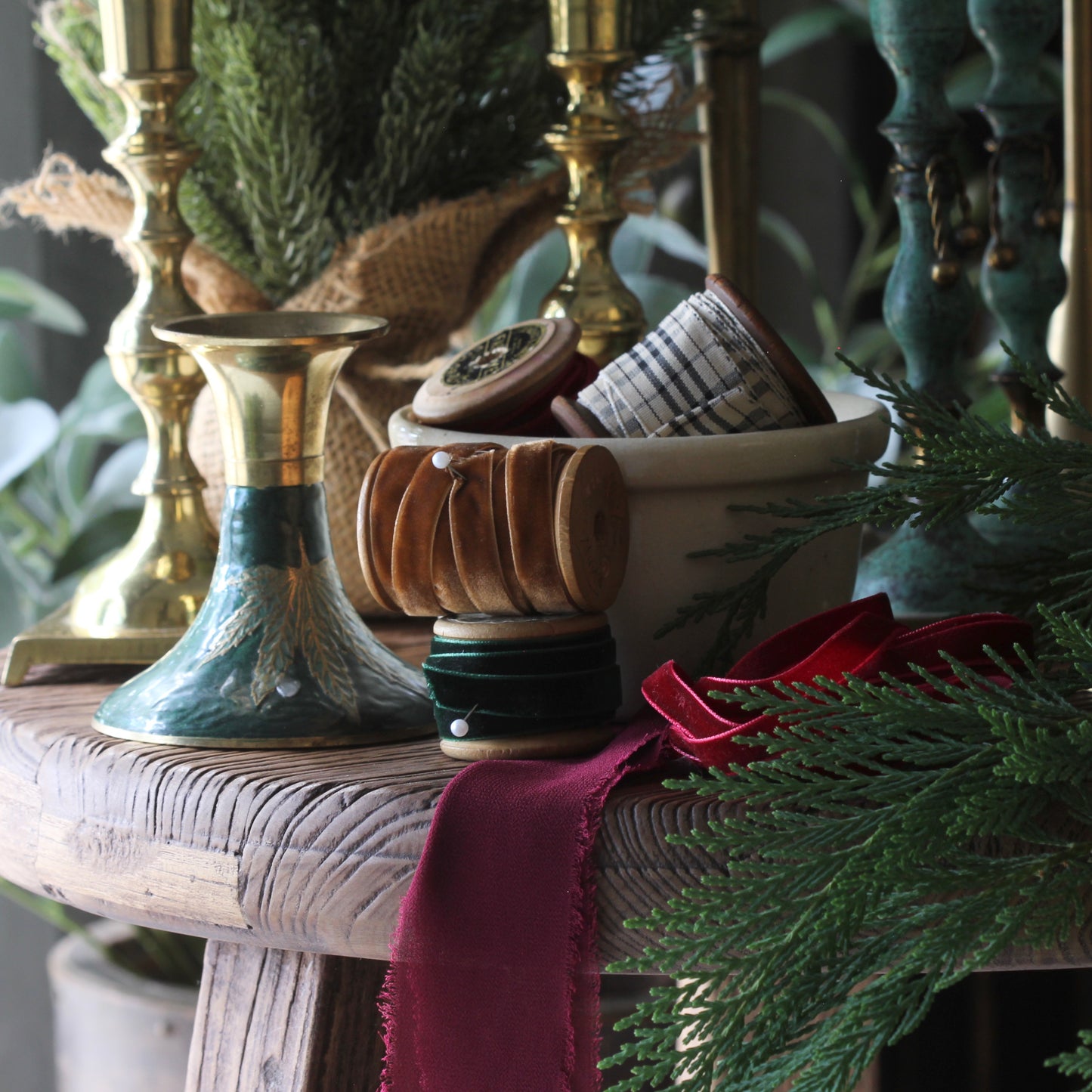 Sweet Gum Brass Candle Holders