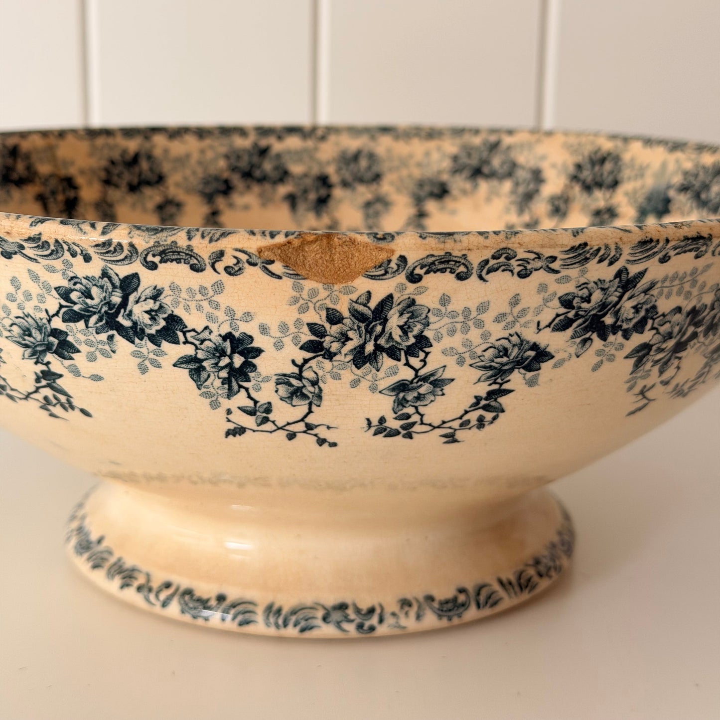Vintage French Terre de Fer Serving Bowl