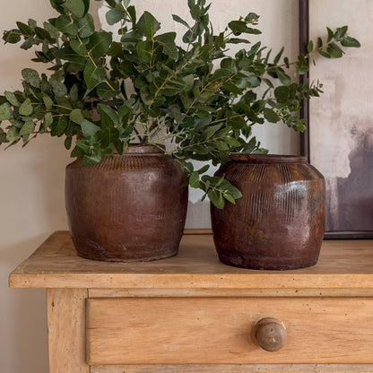 Antique Brown Glazed Water Pot II