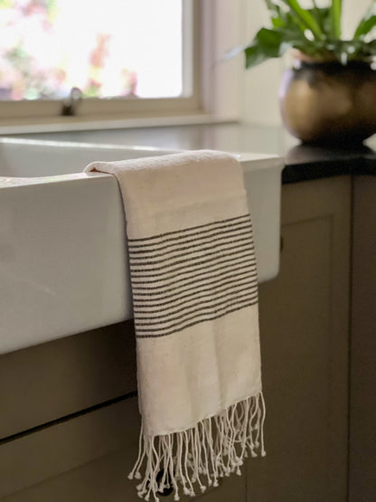 Riviera Striped Hand Towel | Charcoal
