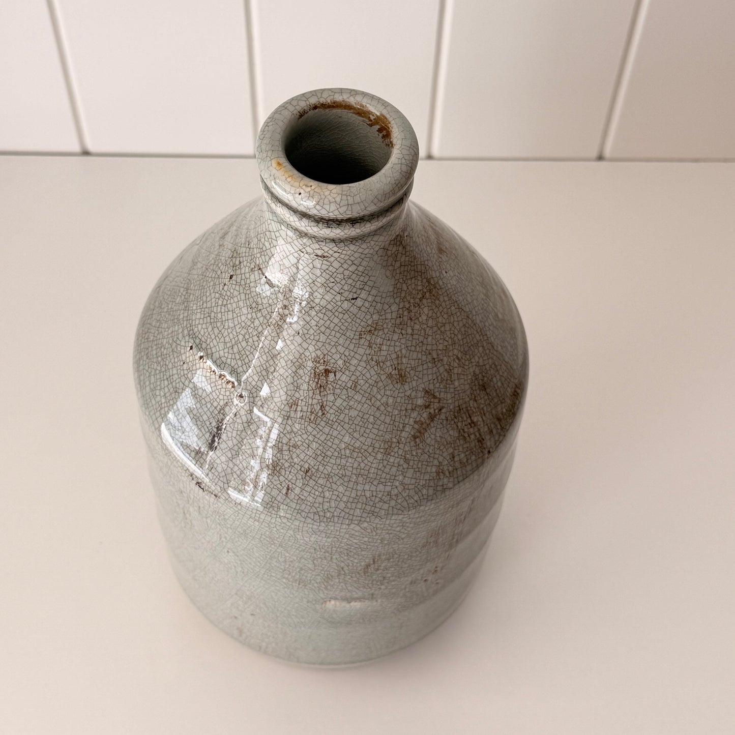 Vintage Blue Stoneware Bottle