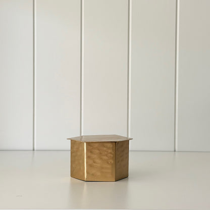 Hammered Brass Hexagon Box