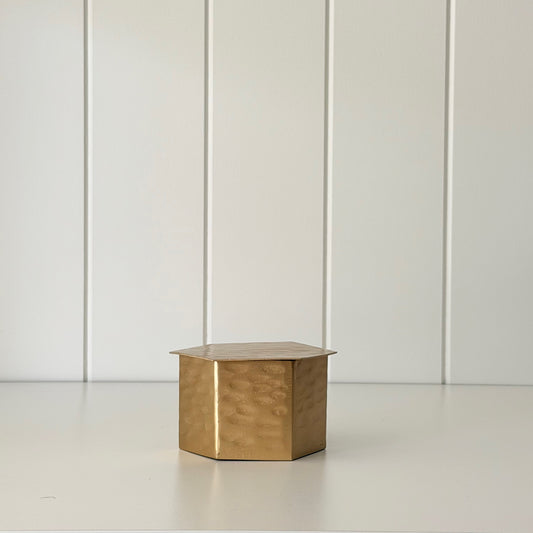 Hammered Brass Hexagon Box