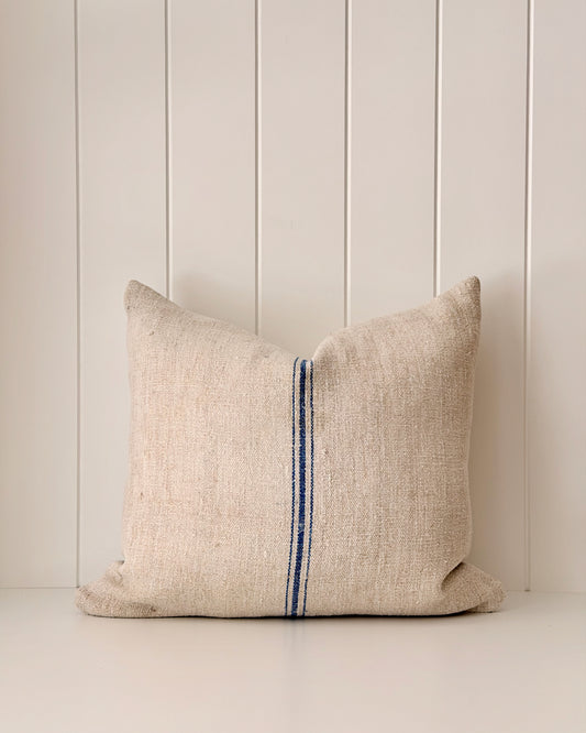 Vintage Grain Sack Cushion | Cobalt Blue