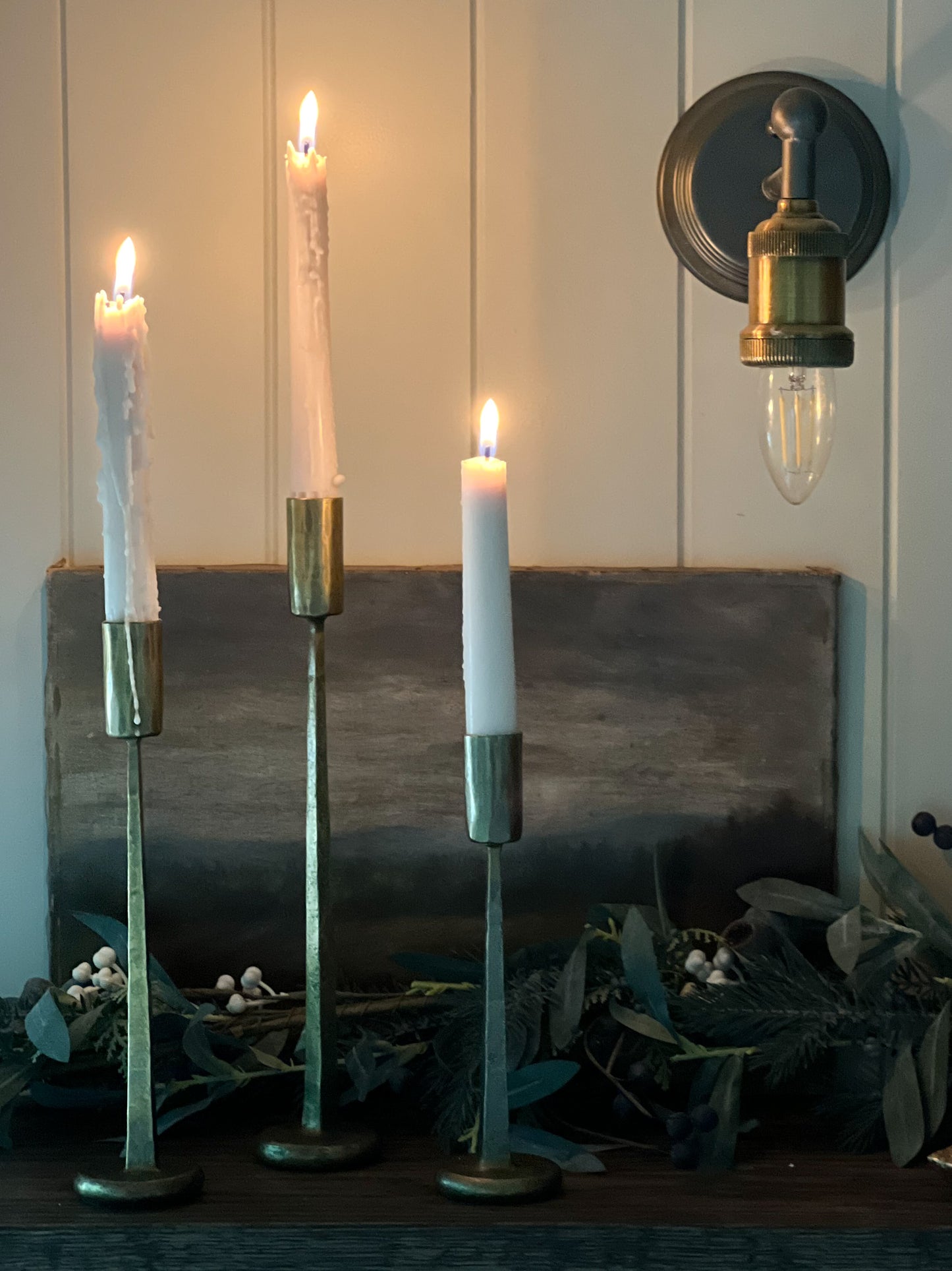 Helena Candle Holders: Antique Brass | Set of 3