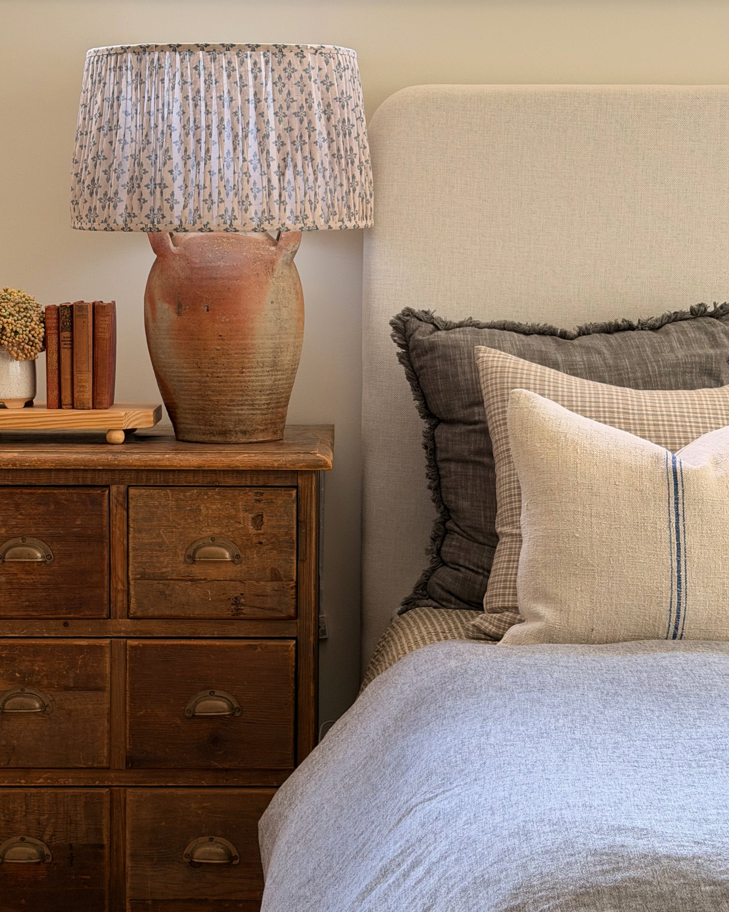 Vintage Grain Sack Cushion | Cobalt Blue