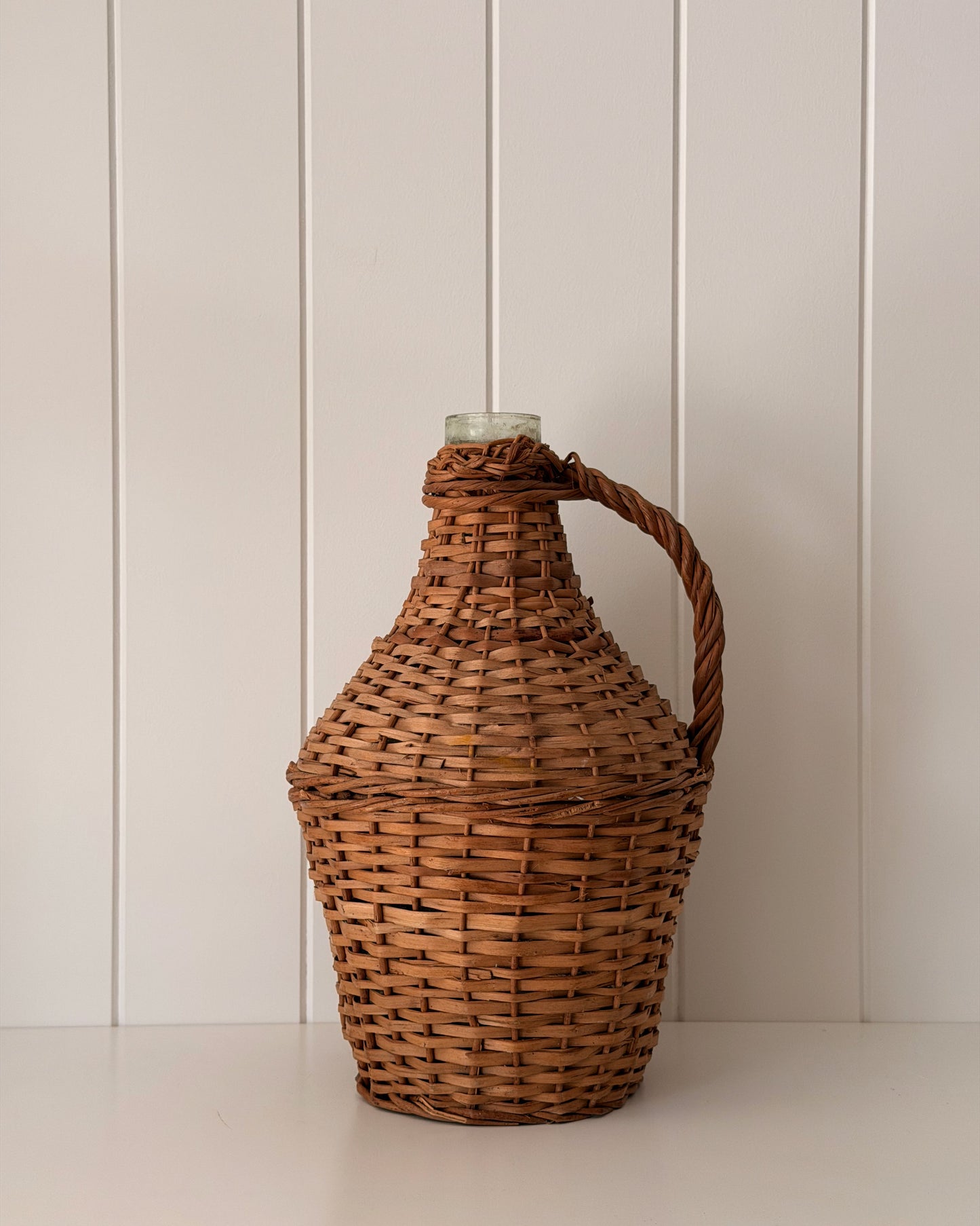 Vintage Wicker Wrapped Glass Demijohn