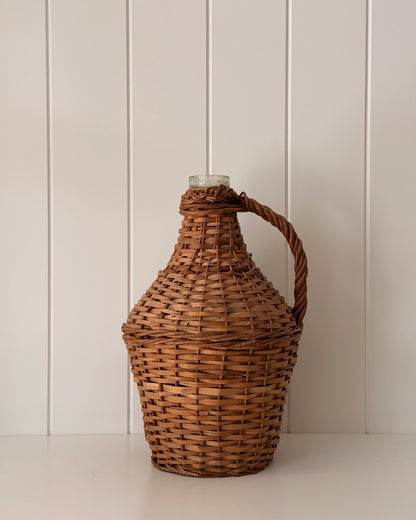 Vintage Wicker Wrapped Glass Demijohn