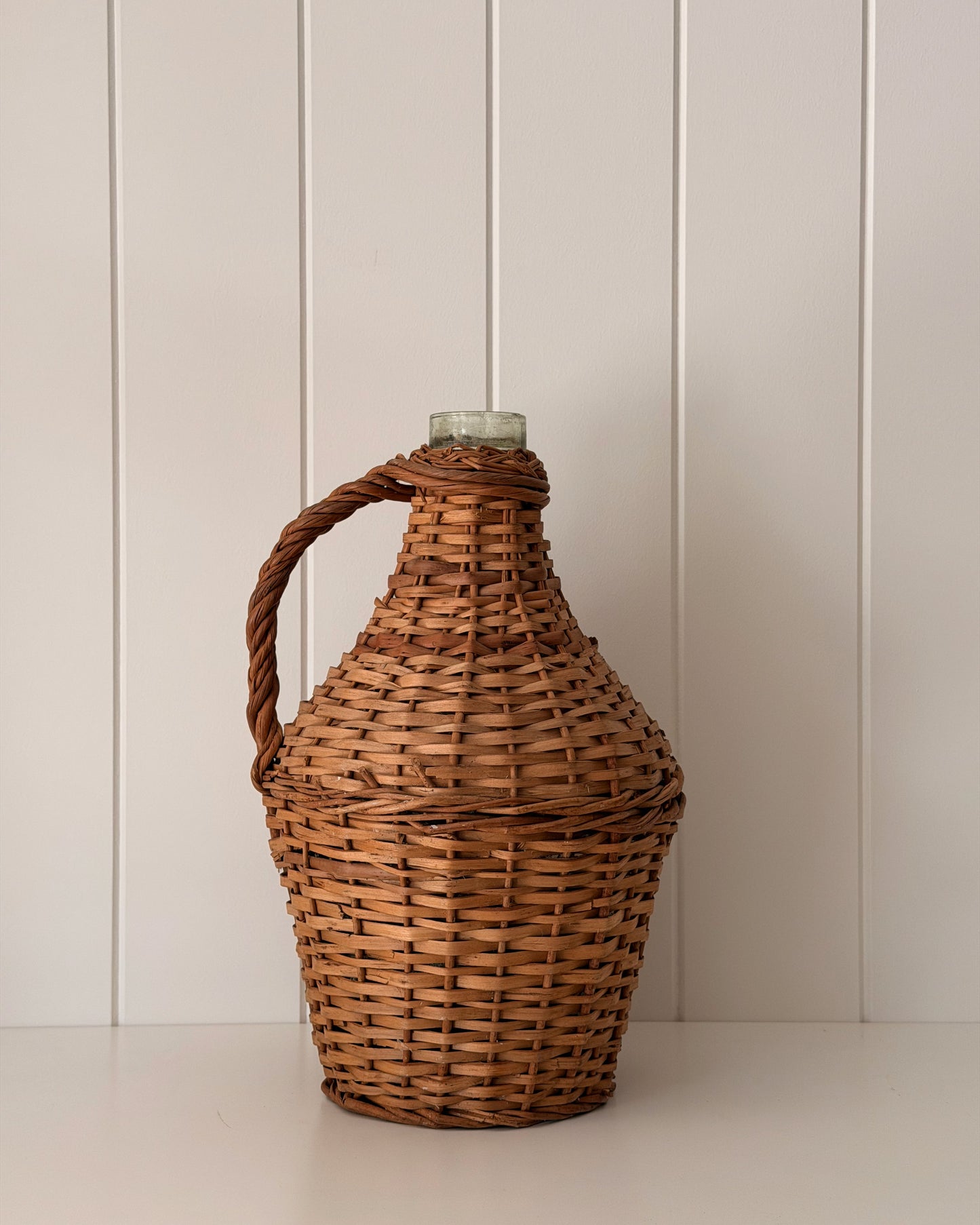 Vintage Wicker Wrapped Glass Demijohn
