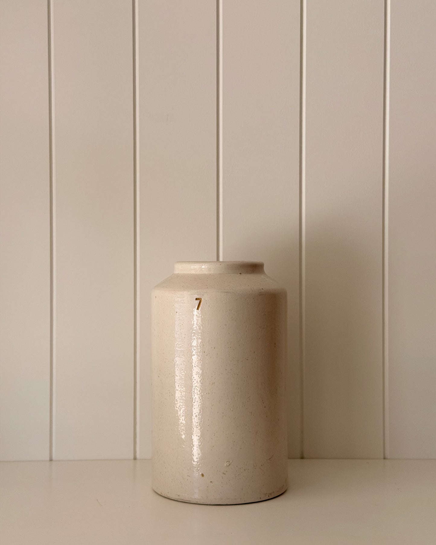 Vintage Cream Stoneware Storage Vessel #7