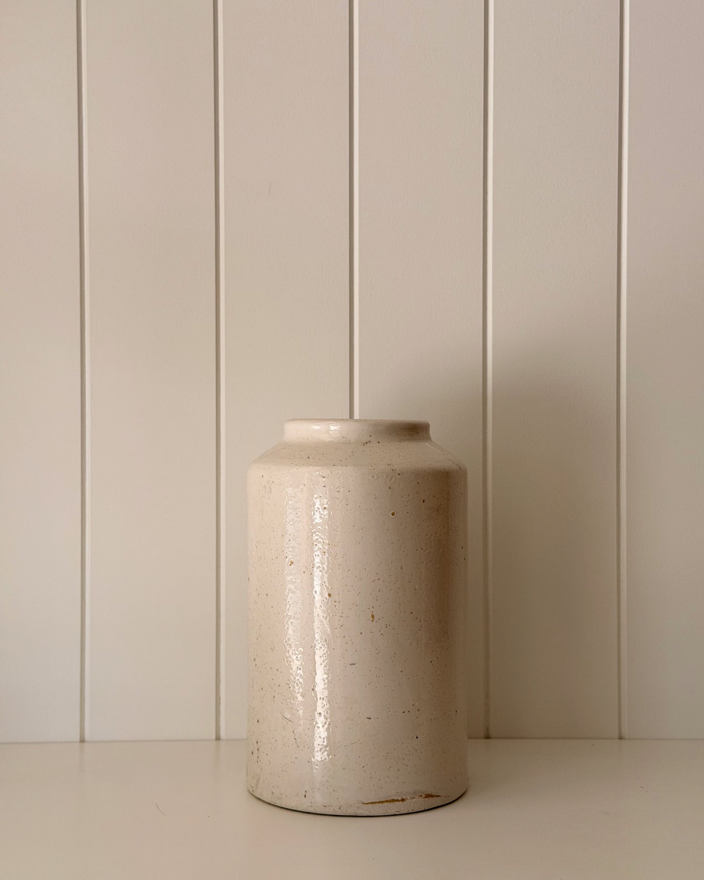 Vintage Cream Stoneware Storage Vessel #7