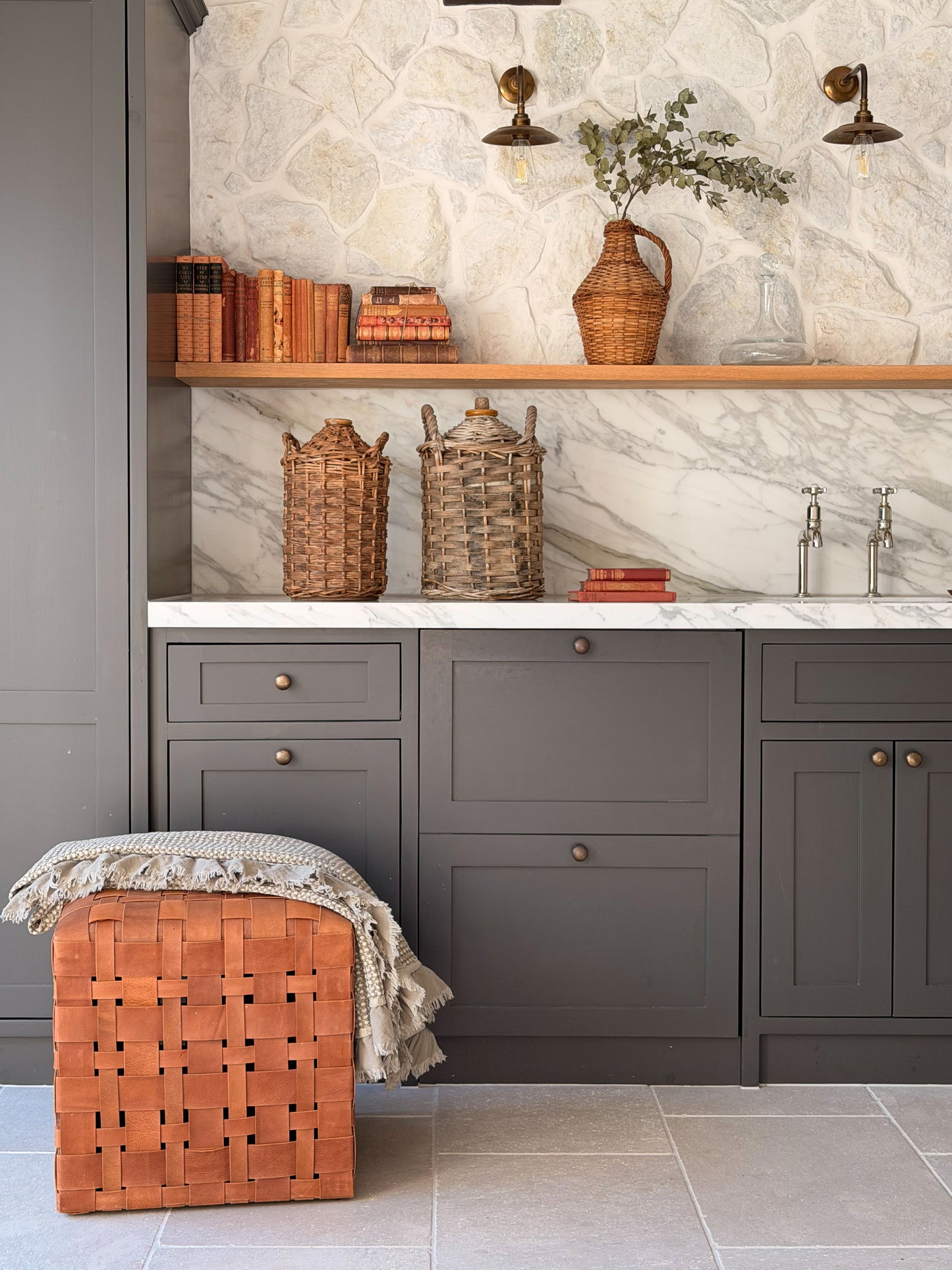 Hewitt Leather Ottoman