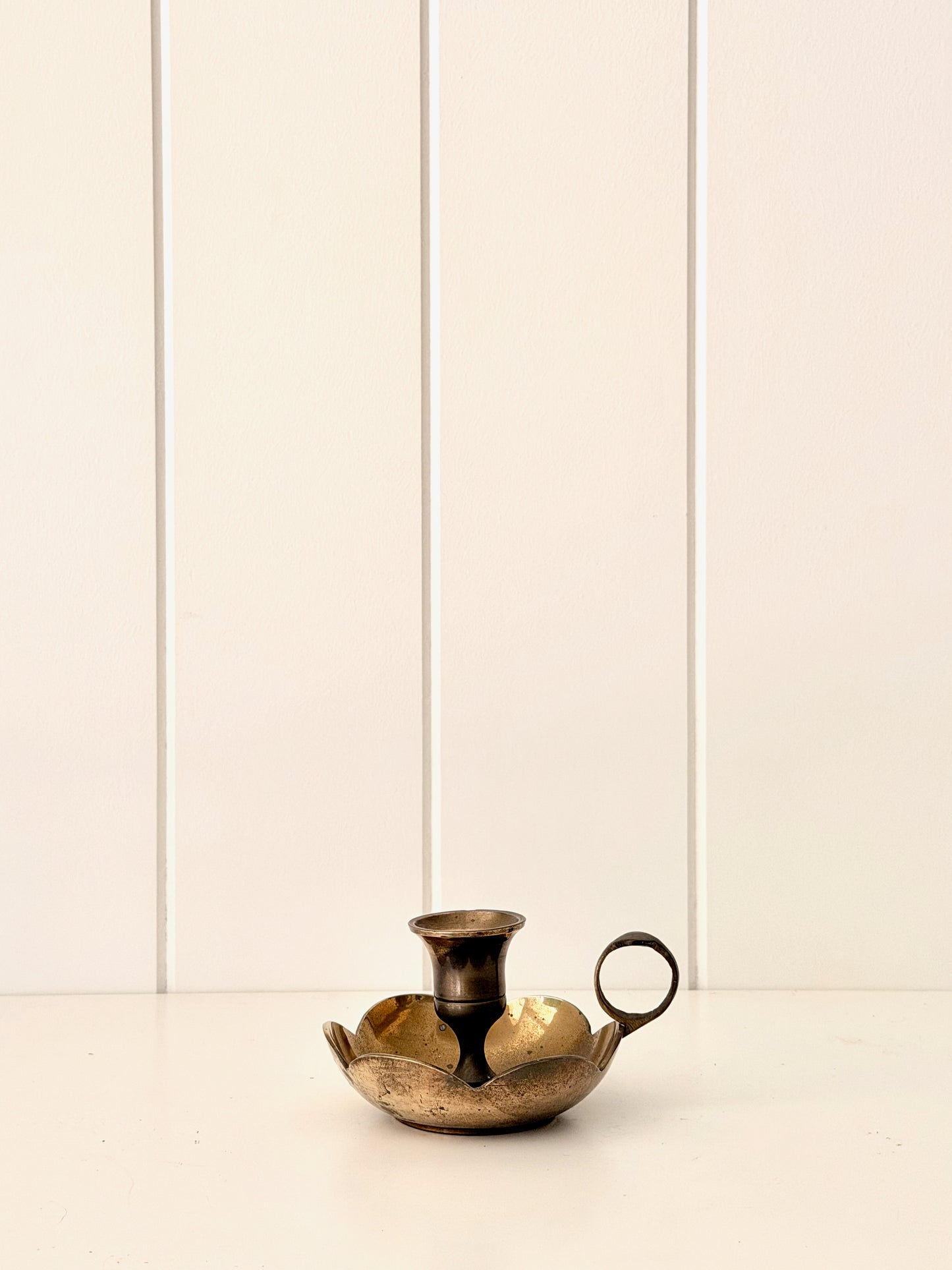 Vintage Brass Petal Candle Holder