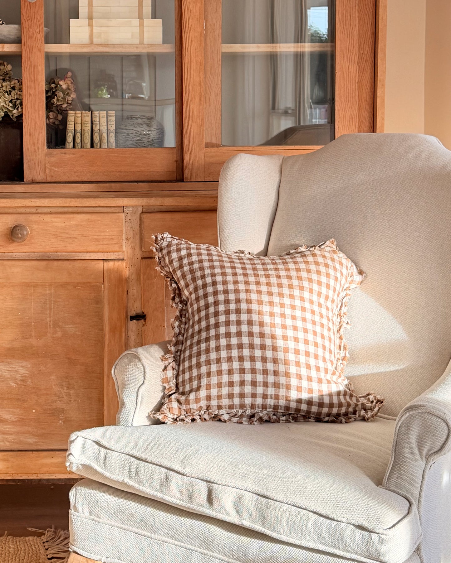 Harriet Gingham Ruffle Cushion | 45cm x 45cm