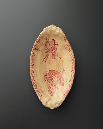 Antique French Gien Bird Dish