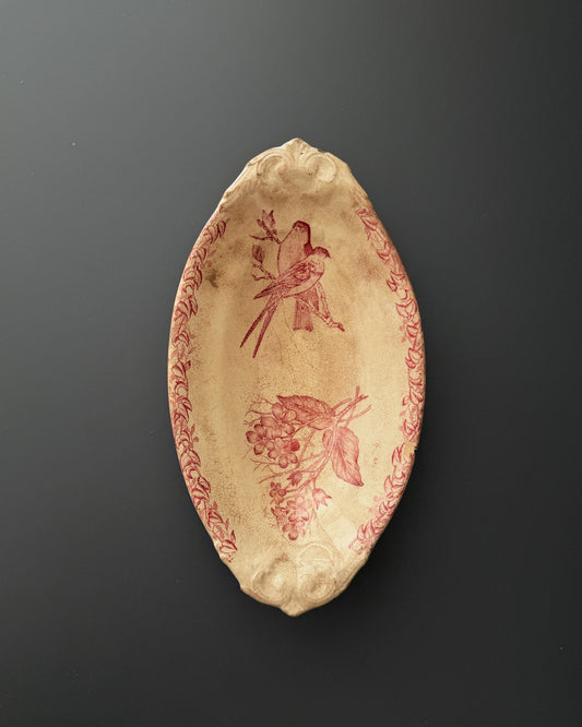 Antique French Gien Bird Dish