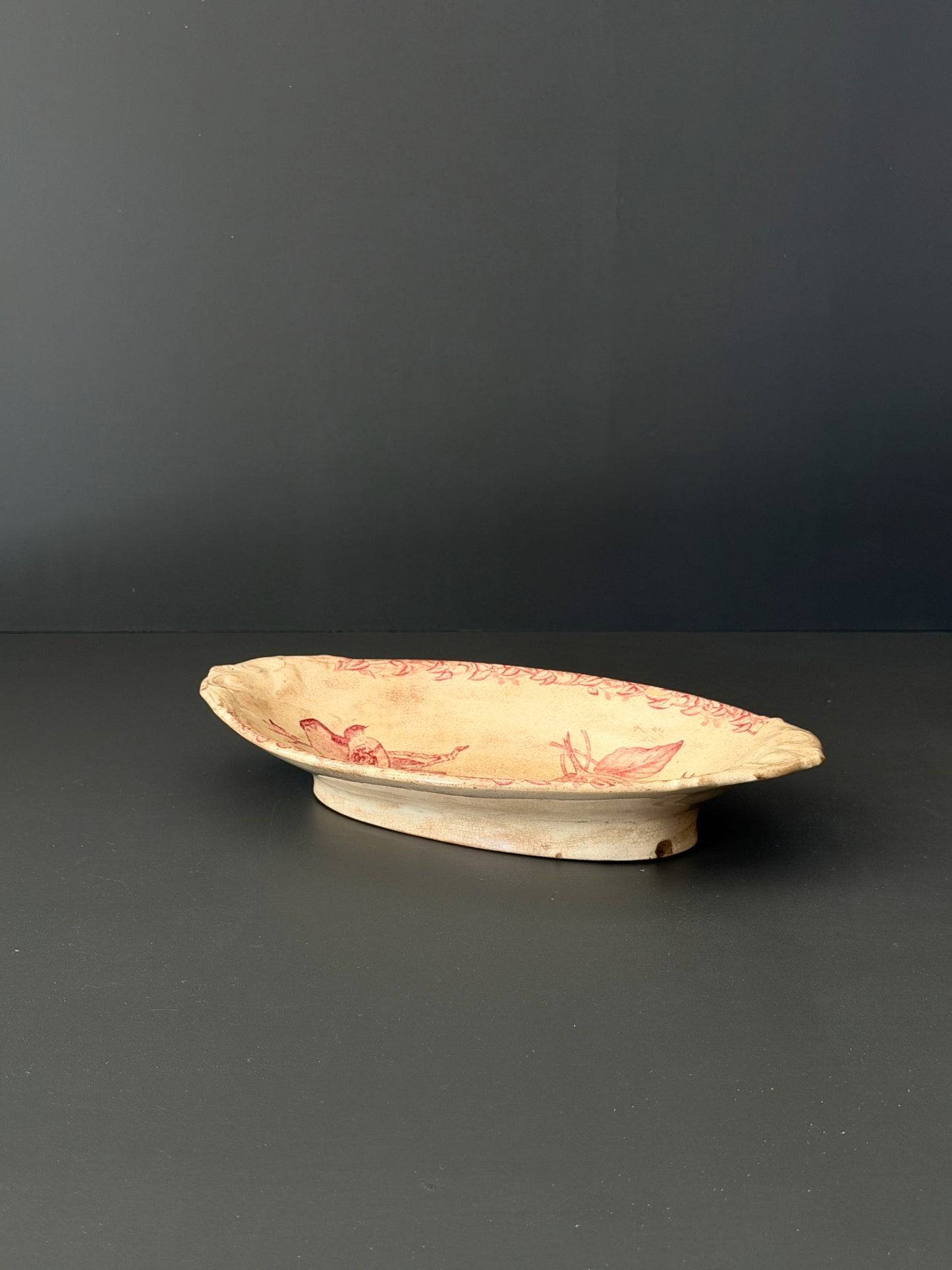 Antique French Gien Bird Dish