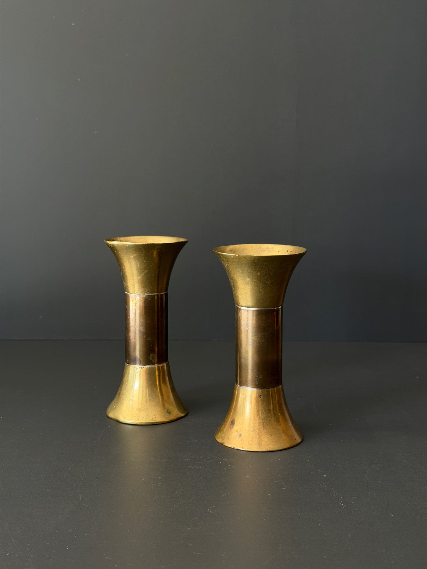 Pair of Vintage Brass Candle Holders