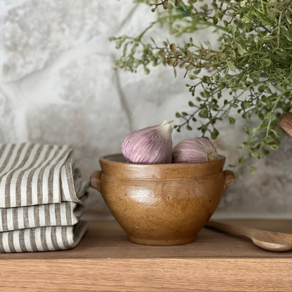 French Linen Tea Towel | Olive Stripes