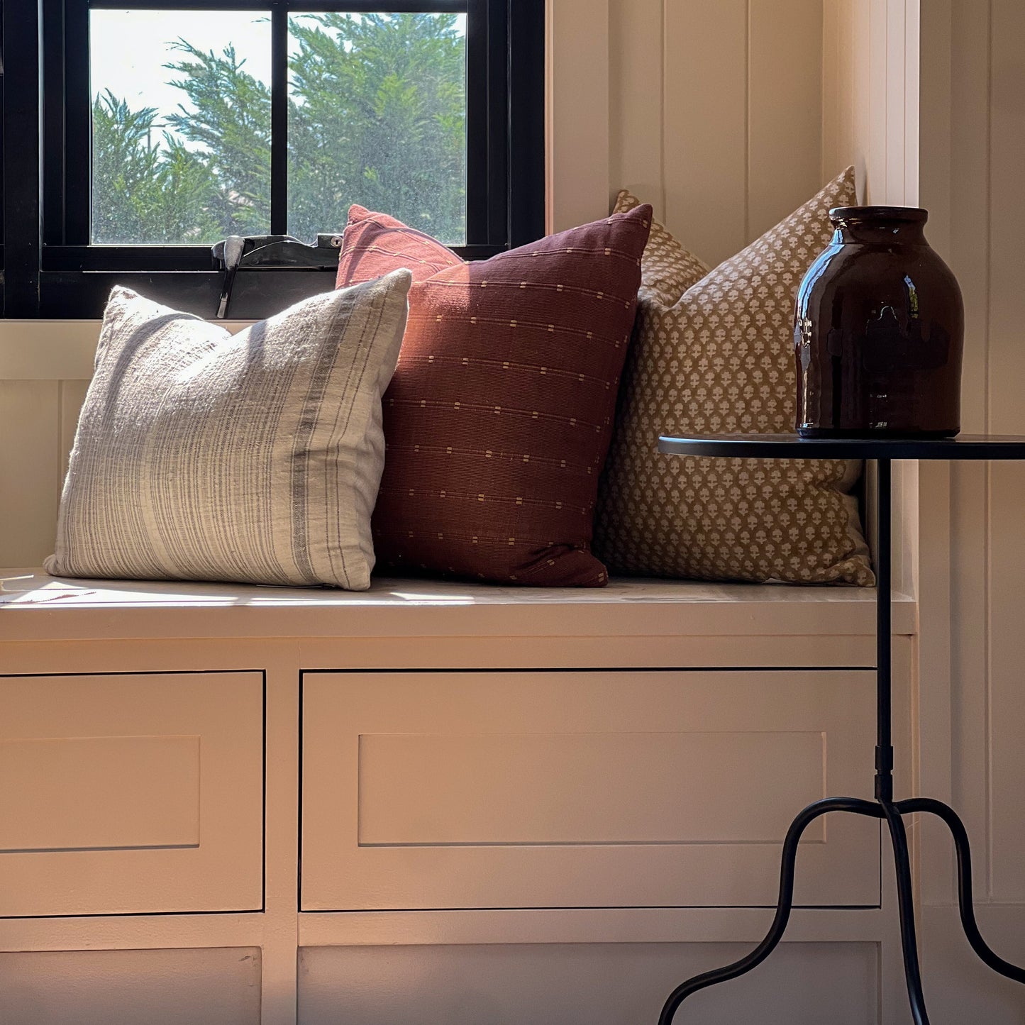 Bedouin Stripe Cushion | Burgundy