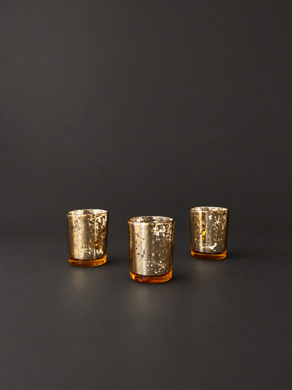 Gold Mercury Glass Votive Holders | Set of 6