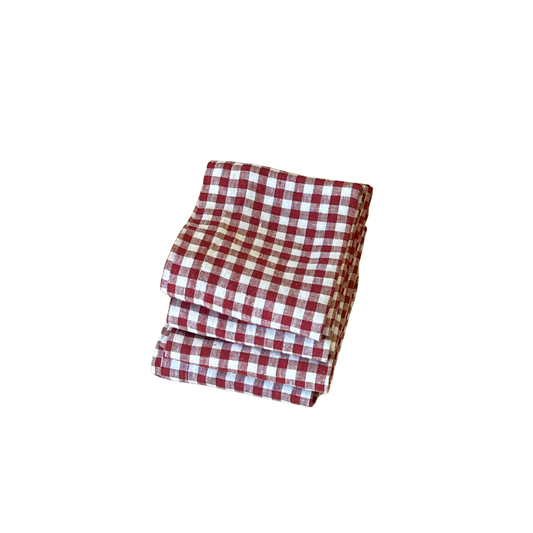 French Linen Tea Towel - Mulberry Gingham
